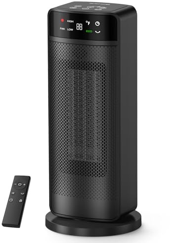 1500W Space Heaters for Indoor Use, PTC Ceramic Electric Heater Fast Heating with Remote, ECO, 59-95°F Digital Thermostat, Child Lock, 24H Timer, Oscillating Portable Electric Heater for Large Room