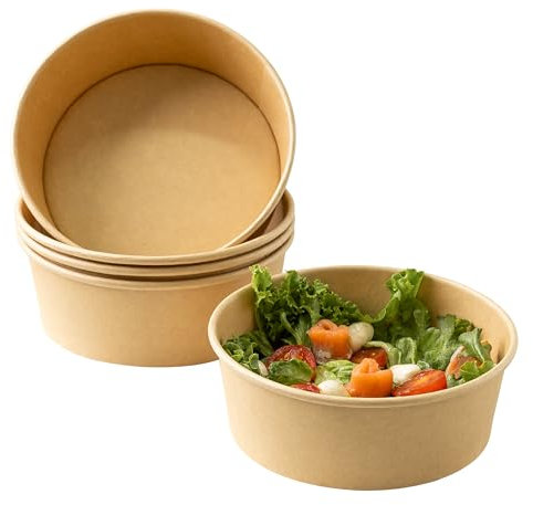ECOPICNIC Lot de 50 saladiers en Papier Kraft jetables 1300 ML | Bol Alimentaire sans Couvercle pour salades à emporter, Plats Chauds ou froids, Vaisselle jetable pour repasBottom of Form