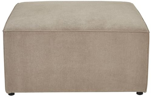 Beliani Moderne Ottomane Stoffbezug Cord beige Taupe 1-Sitzer Pouf für Modulsofa Lemvig