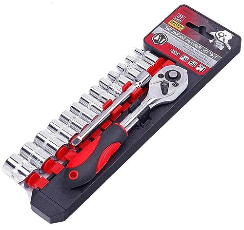 15-teiliges 1/4-Zoll-Ratschen-Steckschlüssel-Set mit 13 Stecknüssen, 4–13 m, 1/4-Zoll-Antrieb, Inbus-Steckschlüssel-Set, metrisch