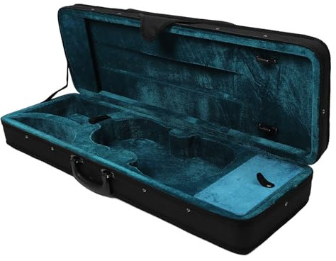 Geigen-Hartschalenkoffer, Leicht, Schützende Tragetasche, Rechteckige Oxford-Stoff-Schaumstoff-Box für 4/4 Violine, Schwarz