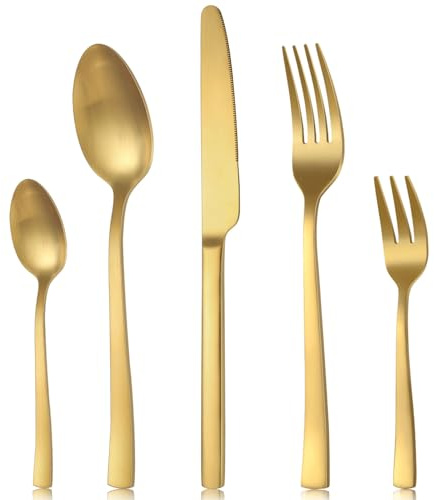 Pleafind posate, set posate 30 pezzi, set posate 6 persone, posate acciaio inox, posate oro opaco, servizio posate, posate moderne, set di posate, lavabili in lavastoviglie