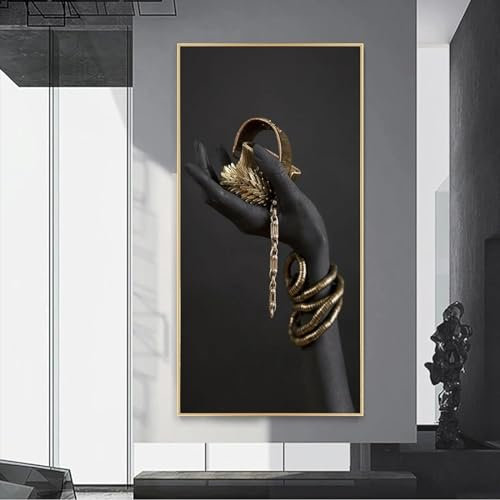 YLHKME Schwarzen Händen Schmuck halten Afrikanische Bilder Leinwand Malerei, Abstrakte Wandbilder Wohnzimmer Schlafzimmer Deko Poster Kunstdrucke,Ohne Rahmen (Rahmenlos,40X80CM)