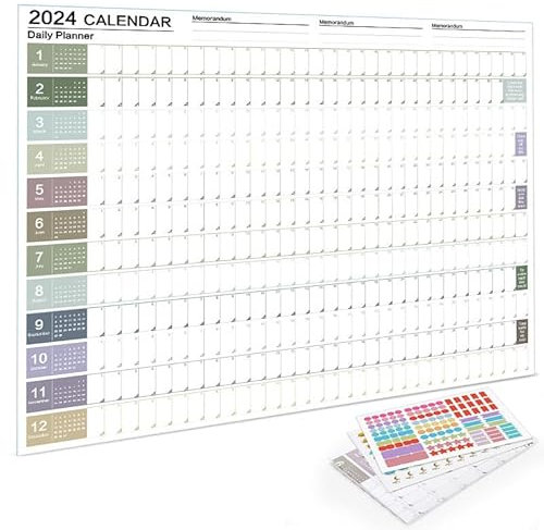 2024 Ganzjahres-Büro dekor Retro-Dekor-Wandkalender Praktischer Zeitplan Kalender Wandhang Kalender Tages plan Kalender Englisch Kalender Wandplaner Morandi Papier für Büro Schule nach Hause