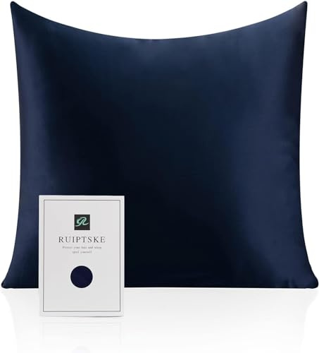 Kissenbezug aus Seide, 100 % Seide, 22 Momme, Öko-TEX®-zertifiziert, Vorteile für Haar und Haut, Anti-Aging, Anti-Staubmilben, Blau, 60 x 60 cm