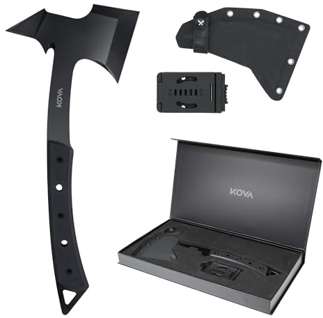 KOVA Black Thorn Hatchet - Stainless Steel, 14 Overall Length, 6.8 Blade, G10 Handle - Lightweight & Durable Axe, Ideal for Camping, Survival, and Outdoor Adventure