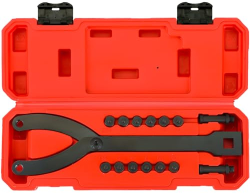 weyleity Variable Pin Spanner Wrench | 15 Pack Adjustable Cylinder Spanner Wrench Set with Pins 1/2 Drive Ratchet Fan Clutch Pully Holder Wrench Kit 1-1/4 Inches to 5 Inches