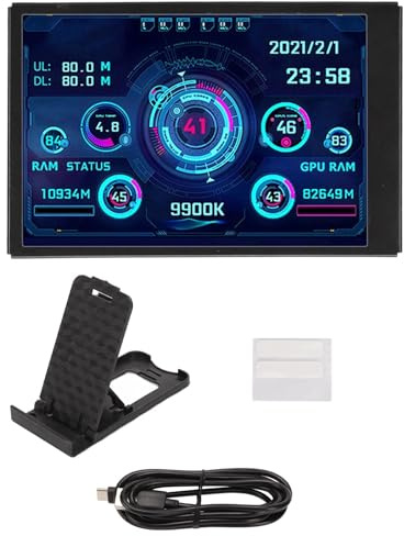 Monitor Temperatura PC 3,5 Pollici – Mini Schermo IPS USB-C per con Visualizzazione Dati in Tempo Reale di CPU, RAM, Disco e Scheda Grafica – Plug & Play