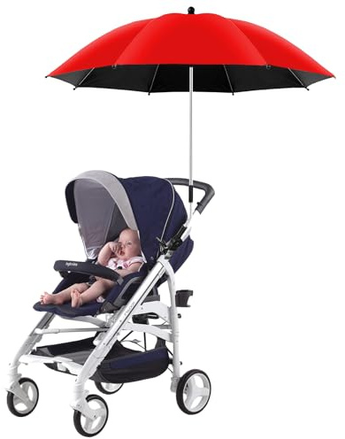 Stuhlschirm mit Klemme, Verstellbar, Universeller Strandschirm, Tragbarer Sonnenschirm, Sonnenschirm für Stuhl, Camping, Golfwagen, Bleacher, Terrasse, Angeln, Grillpartys(Rot)