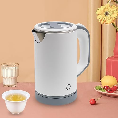 800ML Tragbarer Reisewasserkocher, Mini Camping Wasserkocher Aus Edelstahl für Reisen (Weiß)