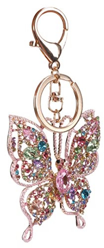 VALICLUD Schlüsselanhänger Anhänger Schmetterling Strass Metall Kreativer Taschenanhänger Damen Auto Deko Geschenk