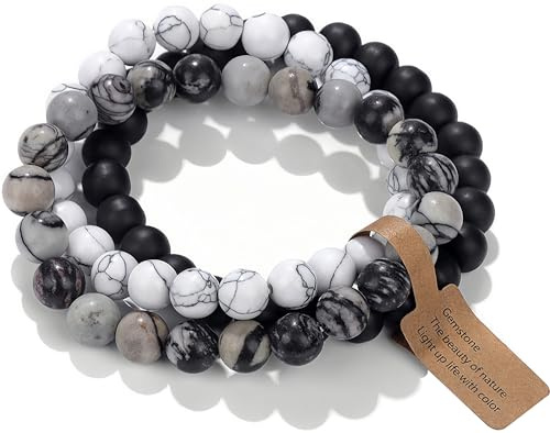 SAIBANGZI Edelstein Naturstein Armband 8MM Perlenarmband Heilsteine Armband Schmuck Geschenk für Damen oder Herren An Geburtstag,für Mama Geschenk Muttertag