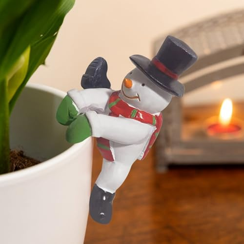Weihnachtsfiguren Kletternde Blumentopf, 11cm Winter Deko Schneemann/Weihnachtsmann Deko Figur, Weihnachten Deko Innen Mini Weihnachtsfiguren, Weihnachtsdeko Figuren Klein Geschenk (Schneemann)