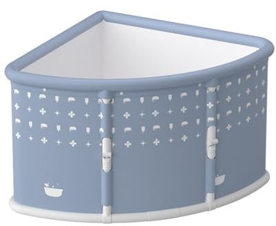 Portable Foldable Ice Bath Tub for Adult, Fan-Shaped Large Collapsible Tub, Family Bathtubs Long-Lasting Insulation, Freestanding Surround Collapsible Corner Tub for Home Outdoors