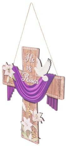 Ciieeo Lilie Und Taube Kreuz Ostern Holz Wandbehang Bauernhaus Haustür Zeichen