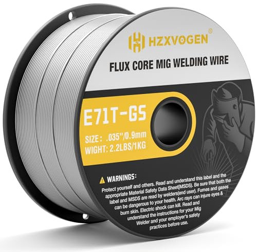 H HZXVOGEN Fil Fourré Sans Gaz MIG 0,9 mm 1kg, fil de soudage MIG sans gaz, fil fourré MIG sans gaz E71T-GS pour machine de soudage MIG/MAG