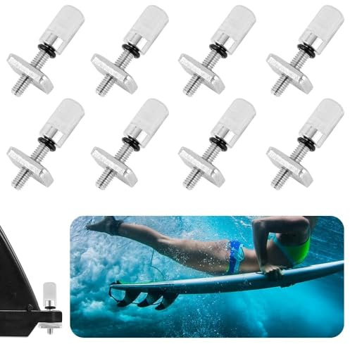 Casenly Surfbräda, finskruvar, 8 stycken SUP-finskruvar, surfbrädeskruvar, 316 rostfritt stål, surfbrädeskruvar, universella fenskruvar, surfbrädetillbehör för longboard, surfboard, singel finare