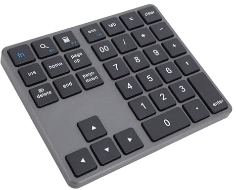 VBESTLIFE Bluetooth-Nummernblock, Kabellose 2,4-G-Zifferntastatur, Wiederaufladbarer Externer USB-C-Nummernblock mit 35 Tasten, Tastatur Zur Eingabe von Finanzdaten (Gray)