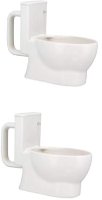 COLLBATH 2St Toilettentasse Tassen Toilettenschüsselbecher Steingut Wasserbecher für Badezimmer lustig Deckel kältekissen kühlschtrank Toilettenschüssel Kaffeetasse Bierbecher Keramik Weiß