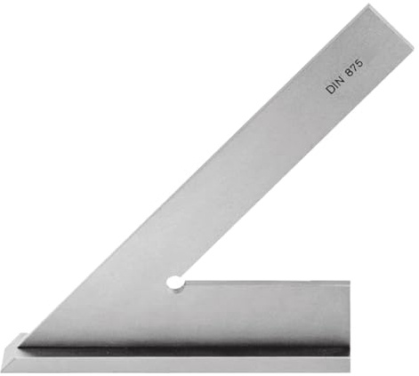 ASIMETO Spitzwinkel 45° mit Anschlag – nach DIN 875-2, 120 x 80 mm | 45-Grad-Anschlagwinkel aus Spezialstahl – für präzises Anreißen und Kontrollieren in der Holz- und Metallverabeitung