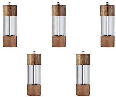 rieder 5X Molinillo de Pimienta Molinillo de Pimienta Transparente Molienda de Sal Núcleo de Cerámica Botella de Condimento Multiusos Cruet 6 Pulgadas