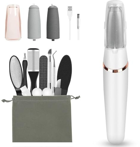 Haootadiy - Kit elettrico per la rimozione dei calli per piedi, per pedicure e rimozione calli elettrici con 12 in 1, rimuove la pelle secca per piedi più lisci, cura dei piedi per pelle morta, regalo