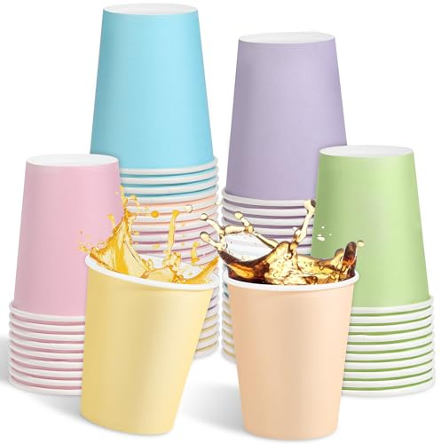 Kochorie 60 Pezzi 6 Colori Bicchieri di Carta Arcobaleno, 8 Oz-9 Oz Bicchieri Monouso Pastello per Feste per Bevande Calde e Fredde, Bicchieri di Carta Colori Pastello, Bicchieri Colorati per Bevande