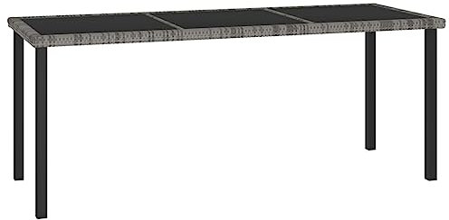 Woonisher Garten-Esstisch Grau 180x70x73 cm Poly Rattan Kunststoff gartentisch wetterfest