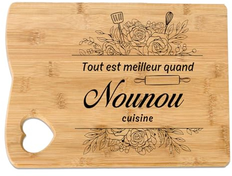 Cadeau Nounou Noel,Planche à Découper en Bambou,Cadeau Nounou Original,Idee Cadeau Nounou,Cadeau pour Nounou,Cadeau Mamie,Cadeau pour Mamie,Cadeau Mamie Original,Idee Cadeau Mamie