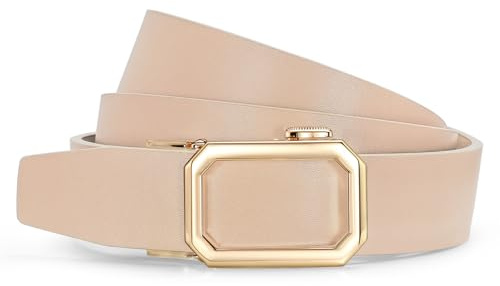 SUOSDEY Ratschengürtel für Damen, Automatik Ledergürtel ohne löcher für Jeanshosen verstellbare 31 mm Breite