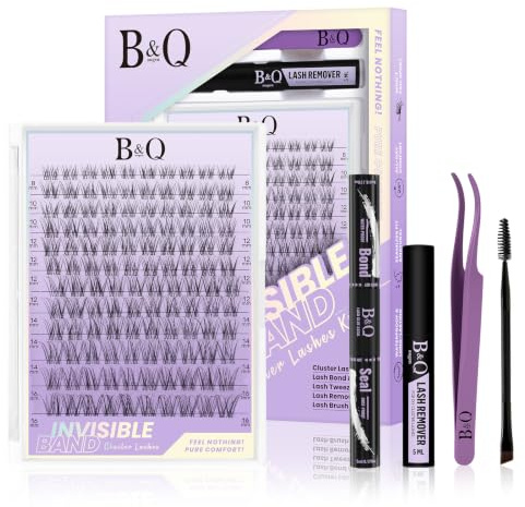 B&Q Lash Extension Set 120PCS Flora Lash Clusters 8-16 mm MIX | Ultradünnes unsichtbares Band Wispy Look Natürliches Volumen DIY Wimpern Extensions Bis zu 7 Tage Halt