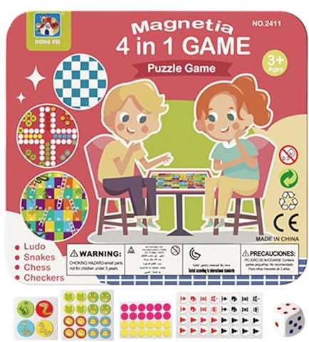 Magnetisches Schachspiel,Tragbares 4-in-1 Reiseflugschach | Lernspielzeug Für Tischhobby Familienzeit Geburtstag Weihnachten Ostern