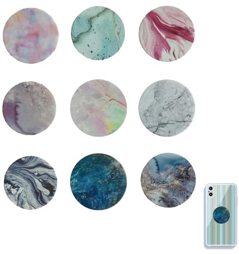 9 Pcs Phone Grips For Back Of Phone, Marble Sticky Mobile Accessories With Kickstand Hand Holder Multi Style Adhesive Grip Expanding Kickstand