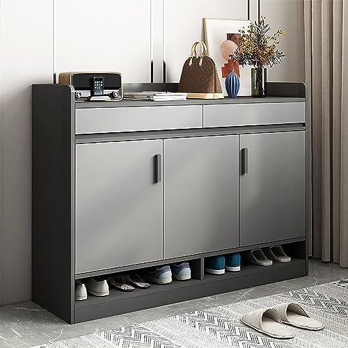 Schmaler weißer Schuhschrank mit offenem Stauraum – stilvoll für Eingangsbereich, Flur oder Schrank mit 3 Türen, perfekte platzsparende Lösung für Schuhe und Accessoires