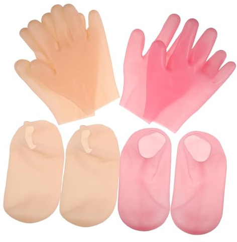 Gogogmee Silikon Fuß und Handsocken Peeling Satz für Damen Elastische Feuchtigkeitsspendende Spa Socken gegen Rissige Trockene Haut Schutz für Füße und Hände Fußpflege zu Hause