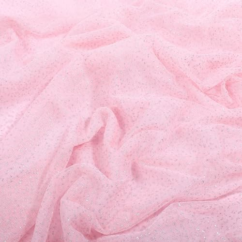 Rosa Tüllstoff 150 x 100 cm Glitzernder Tüll, Netzstoff Deko Organza Stoff Tüll Stoff für DIY Bekleidung & Deko, Weich Fein Hochwertig DIY-Bastelarbeiten