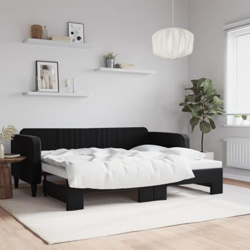 QZZCED 2-in-1-Schlafsofa mit Ausziehbett, Doppel-Sofa, modernes minimalistisches Design für Wohnzimmer, solide Struktur aus Holz und Metall