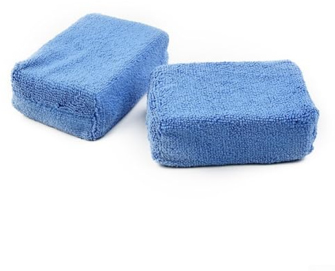 Éponge d'application en microfibre bleue pour application de cire, de polissage et de mastic pour voiture, 12 x 8 x 3,5 cm, bords à double couture à (8)