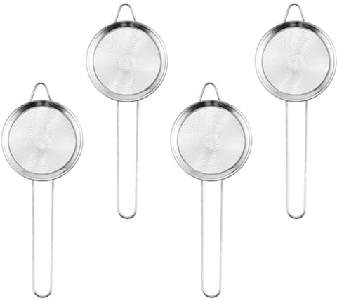 Generic Set da 4 Colini Scolapasta in Acciaio Inox 8,5 Cm Filtro a Maglie Fini, Colini Conici per Cucina, Bar e Ristorante, Passino Ergonomico per Olio Caldo e Sgocciolatura Piatti