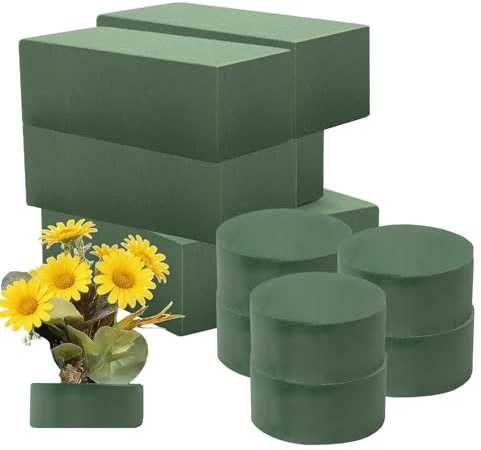 Wrbugukeji Floral Foam Blocks, 12 Pcs Green Sponge Block(Square and Round) | Green Floral Foam Block Wet & Dry Flower Dry Florist Foam for Flowers Weddings Indoor Outdoor Floral Displays