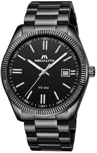 MEGALITH Herren Uhr Edelstahl Armbanduhr: Einfach Analog Business Herrenuhr mit Datum Leuchtend - 30M Wasserdicht für Arbeit und Freizeit - Elegantes Geschenke für Männer