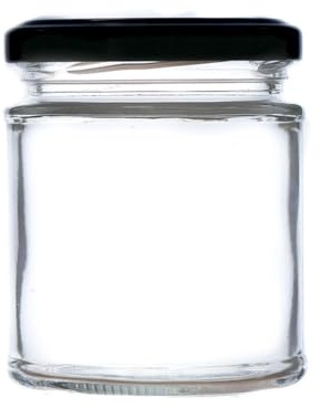 Wares of Knutsford 12 x 190ml (8oz) Glass Jam Jars with Lids – Straight Sided Preserving Jars for Jam, Honey, Chutney, Marmalade & Crafts (Black Lids)