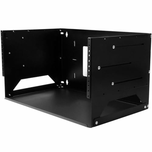 StarTech.com 2-Pfosten 4HE Open Frame Wandmontage Netzwerk-Rack mit Fachboden, Wandmontage Daten-Rack mit Einstellbarer Tiefe für AV/Computer/IT-Geräte, TAA-konformes Serverrack (WALLSHELF4U) | Open Frame Serverrack, Daten-Rack, Einstellbare Tiefe, für AV/Computer/IT-Geräte, kaltgewalzter Stahl