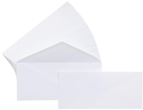 Amazon Basics #10 Business Letter Envelopes with Gummed Seal, No Tint, White, 500-Pack
