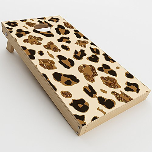 Skin Decal Vinyl Wrap for Cornhole Game Board Bag Toss (2xpcs.) Skins Stickers Cover/Brown Leopard Skin Pattern