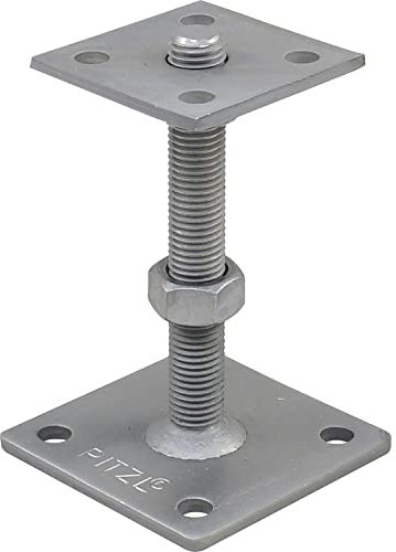 PITZL Pfostenträger Typ 11009.0100 ZiNiP beschichtet mit Gewindestange, Silber