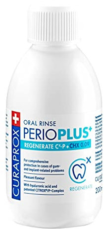 Curaprox PerioPlus+ Regenerate Mouthwash, 200ml - Antiseptic mouthwash for Gum Disease & Enamel Repair.
