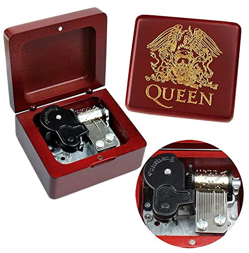 Sinzyo Queen-We Are The Champions Music Box Vintage Musical Boxs Gift For Birthday Valentine's Day Christmas Day(Wine Red Box)