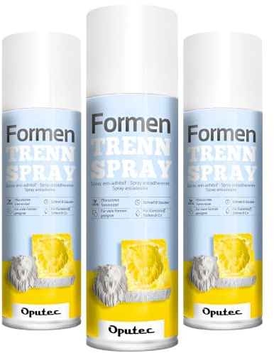 Oputec 3 x 500ml Spray distaccante per stampi per Applicazioni Creative: Agente distaccante con Effetto Antiaderente per stampi in plastica, stampi in Silicone, Cemento Creativo - Made in Germany