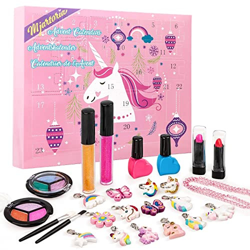 MJartoria Adventskalender Make-up 2025 für Mädchen Weihnachten Countdown Adventskalender für Mädchen, Frauen, Teenager Kinder Beauty Make-up Lippenstift, Schmetterling Schmuck